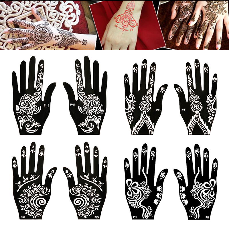 Ethnic Fashion India - 2 buah templat stensil tato Henna