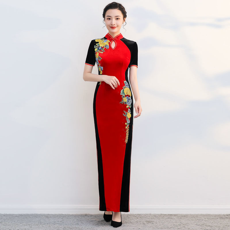 Ao Dai Vietnam Dress - Gaun Pesta Pernikahan Pertunjukan Tradisional Bordir