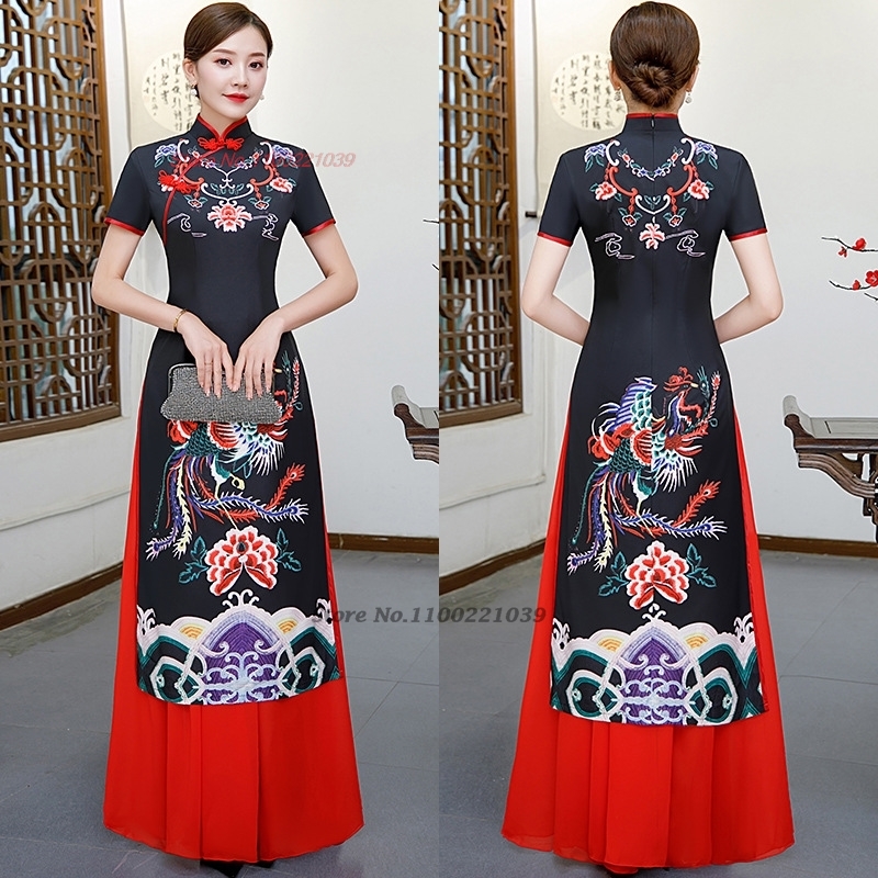 Ao Dai Vietnam Dress - Gaun qipao Cina yang telah disempurnakan