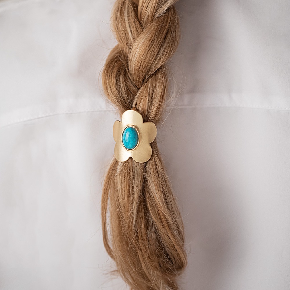 Ethnic Fashion Shoot - Penjepit Rambut Bunga Turquoise Sintetis Warna